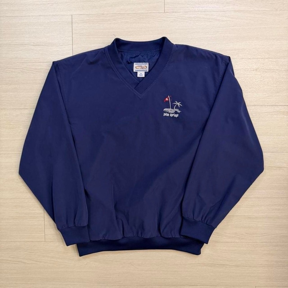 Vintage Crazy Shirts Palm Springs Navy Pullover Windbreaker Mens Size M Golfing